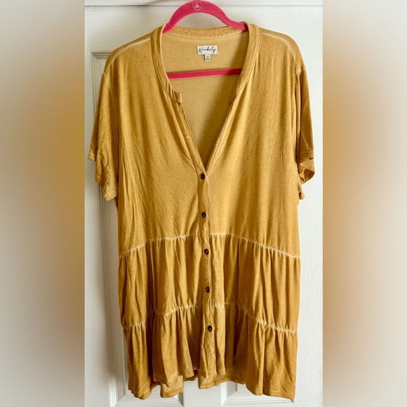 Wonderly Julianna button-down tunic Gold Yellow Size 2X - Picture 2 of 8